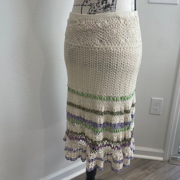 CYNTHIA STEFFE SKIRT CROCHET SZ S COTTON RUFFLE WAVY AESTHETIC COTTAGE CORE - Picture 16 of 16